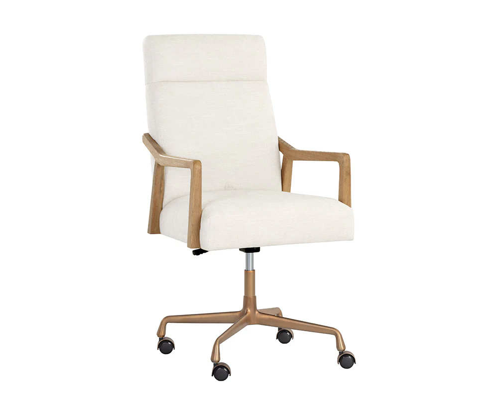 Collin Ergonomic Office Chair in Natural Wood Finish - Adjustable Swivel Task Chair with Cushioned Seat