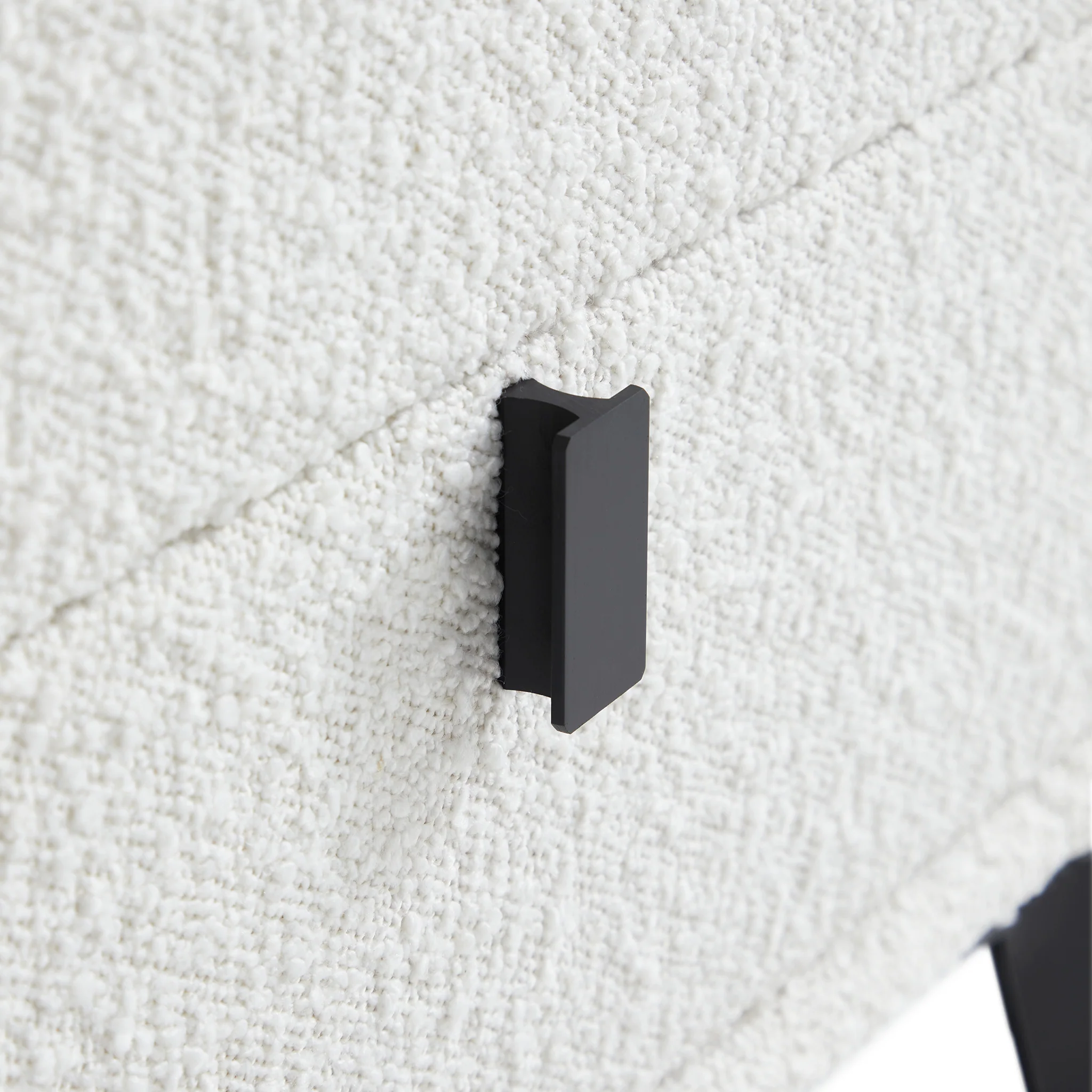 Cushy Boucle Fabric Nightstand - Soft-Touch Bedside Table with Drawer in Textured Boucle Upholstery - Image 3