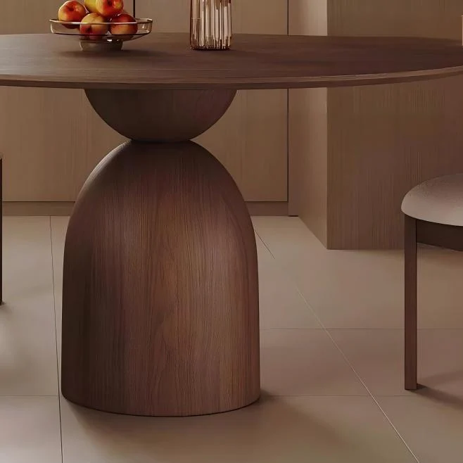 Marino Round Dining Table - Mid-Century Style Pedestal Table in Walnut Wood for Small Spaces - Image 6