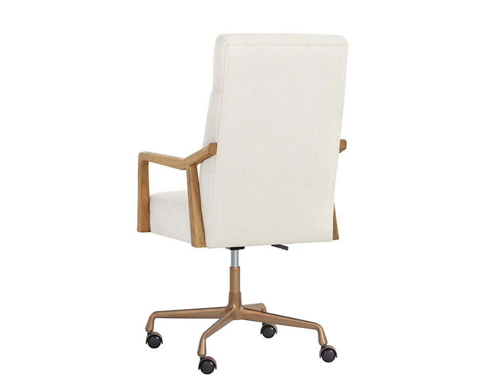 Collin Ergonomic Office Chair in Natural Wood Finish - Adjustable Swivel Task Chair with Cushioned Seat - Image 5
