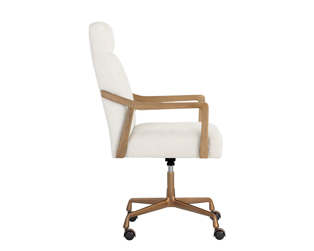Collin Ergonomic Office Chair in Natural Wood Finish - Adjustable Swivel Task Chair with Cushioned Seat - Image 4