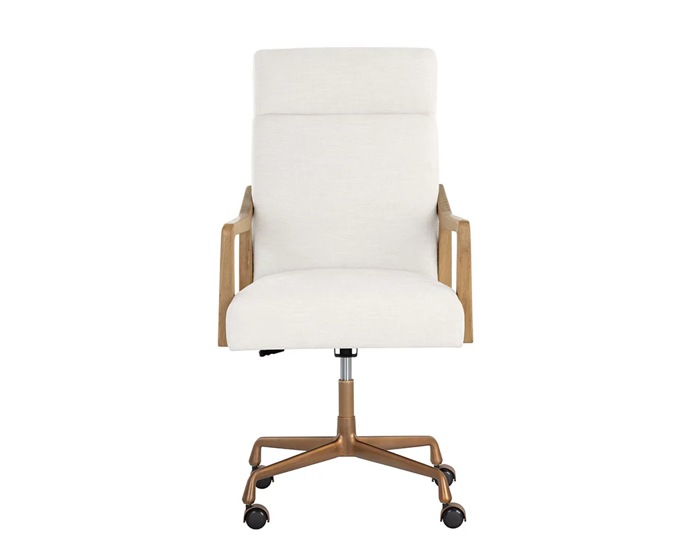 Collin Ergonomic Office Chair in Natural Wood Finish - Adjustable Swivel Task Chair with Cushioned Seat - Image 3