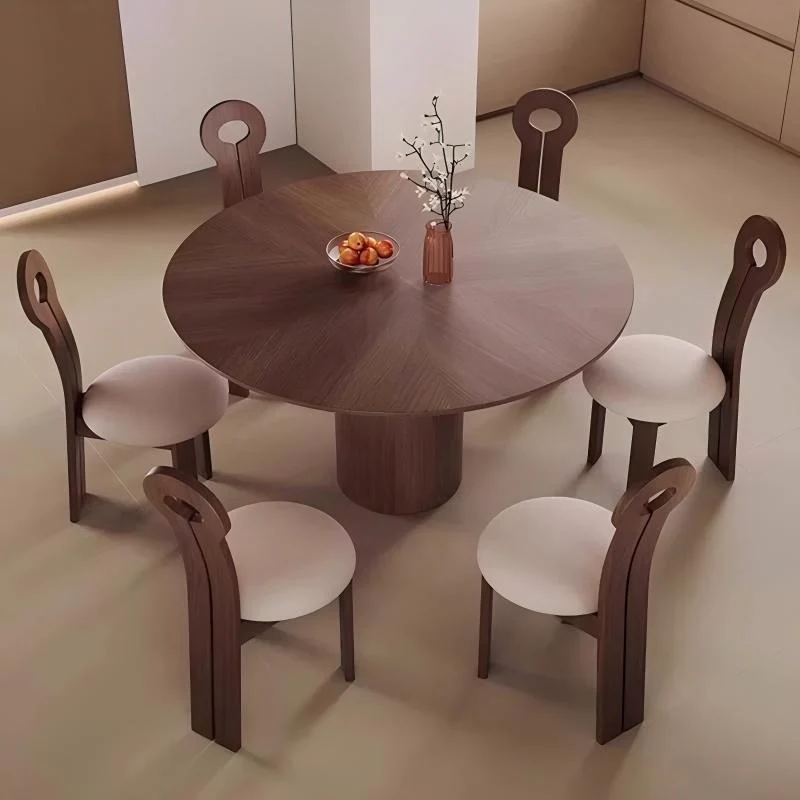 Marino Round Dining Table - Mid-Century Style Pedestal Table in Walnut Wood for Small Spaces - Image 4